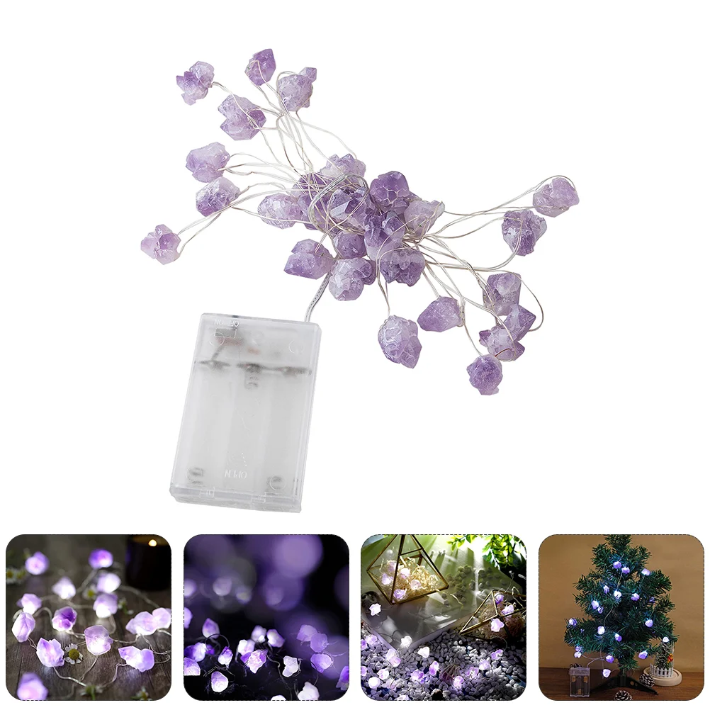 

Party Light Pendant Amethyst String Lights for Decoration Strap Crystal Violet Natural Stone Indoor