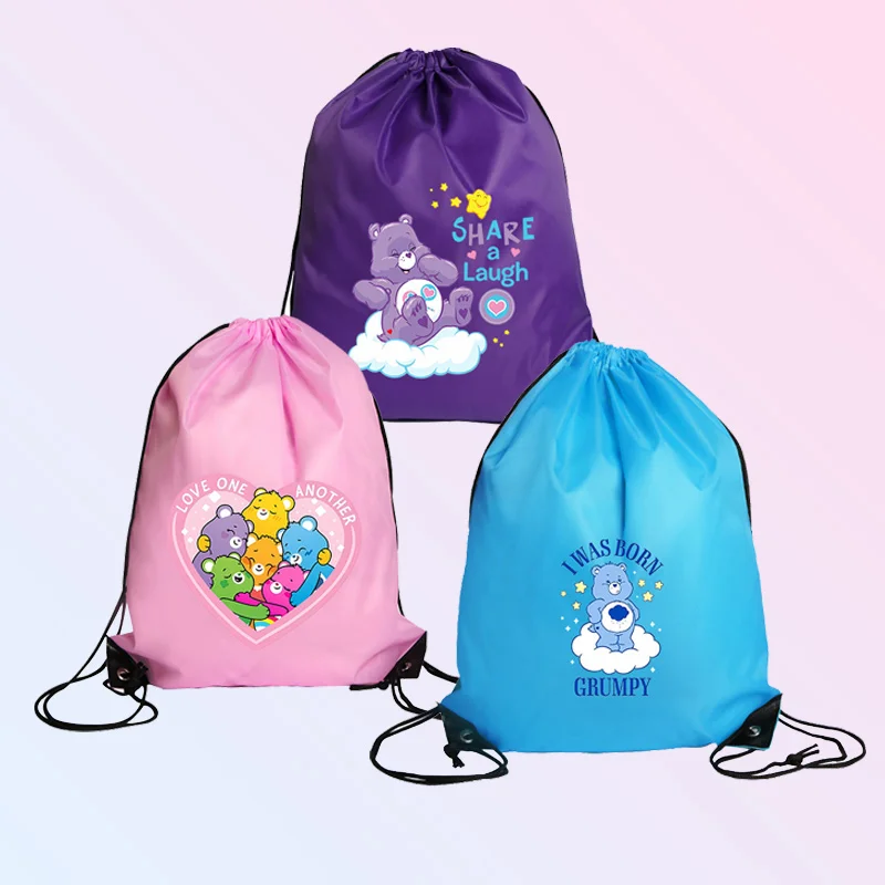 

Сумка на шнурке с медведями, аниме, рюкзак на плечо, большая вместимость, милый женский спортивный тренажерный зал, легкий рюкзак для хранения, карман для комплекта