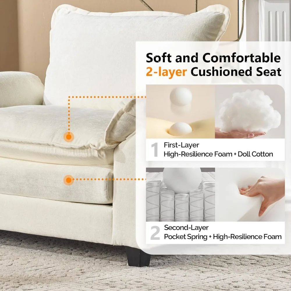 كرسي أريكة سحابي مريح كبير الحجم مع مقعد عميق ومجموعة عثمانية متحركة، كرسي استرخاء، سرير أريكة بمقعد واحد للاسترخاء