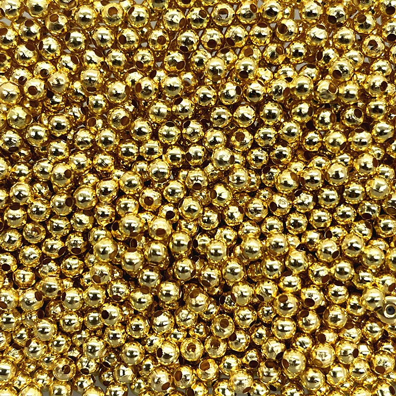 3/4/5/6/8mm Plating Gold/Silver/Bronze Metal Beads Smooth Ball Spacer Beads for Jewelry Making Diy Handmade Clothing Accessories