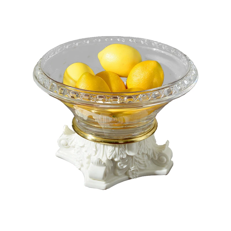 

Wholesale European luxury K9 crystal fruit plate candy plate copper decorative metal fruit plate