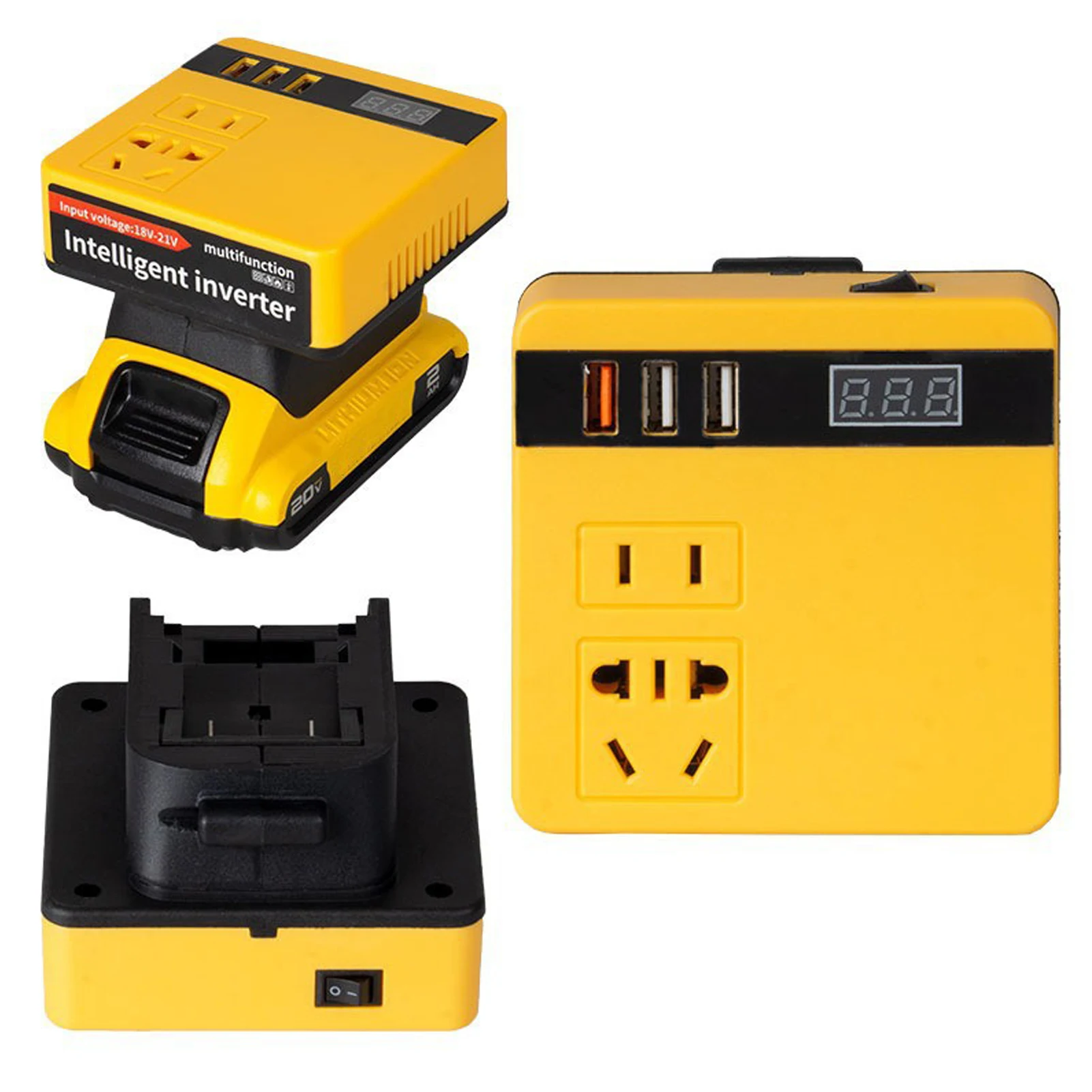 120W Lithium Battery Inverter Lithium Tools 21V to 220VAC Dual-engine Intelligent Multiple Protections Inverter Voltage Display