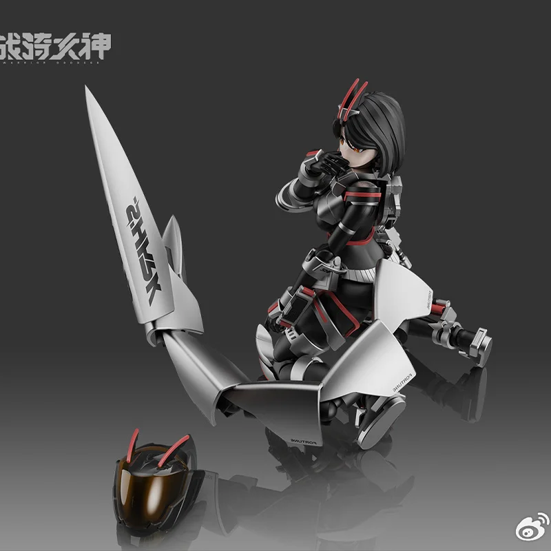 Yubo Cultural Creative Cyber Shark War Riding Goddess Shake Action Figure Kit Mecha Modello di assemblaggio Giocattoli 2 Corpi con regali bonus