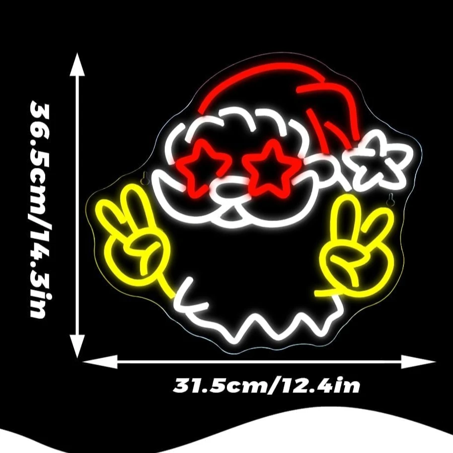 عيد الميلاد سانتا كلوز النيون LED ضوء النيون تسجيل جدار الفن الديكور ل غرفة نوم بار حفلة هدية USB بالطاقة #2