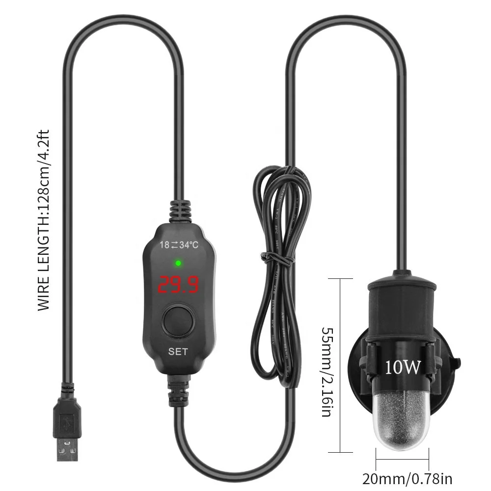 Brand New Mini USB Submersible Aquarium Thermostat 10W Digital Display Adjustable Thermostat for Fish Tank