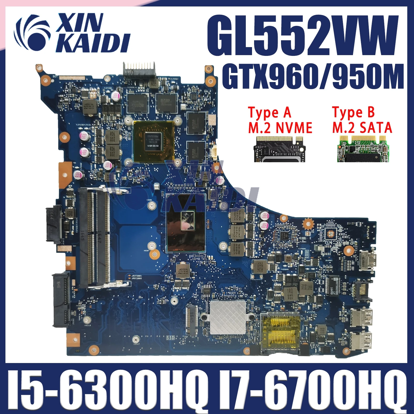 

GL552VW Laptop Motherboard For ASUS ROG GL552VX GL552VXK GL552V ZX50V Mainboard I7-6700HQ GTX960M GTX950M-V4G 100% Working