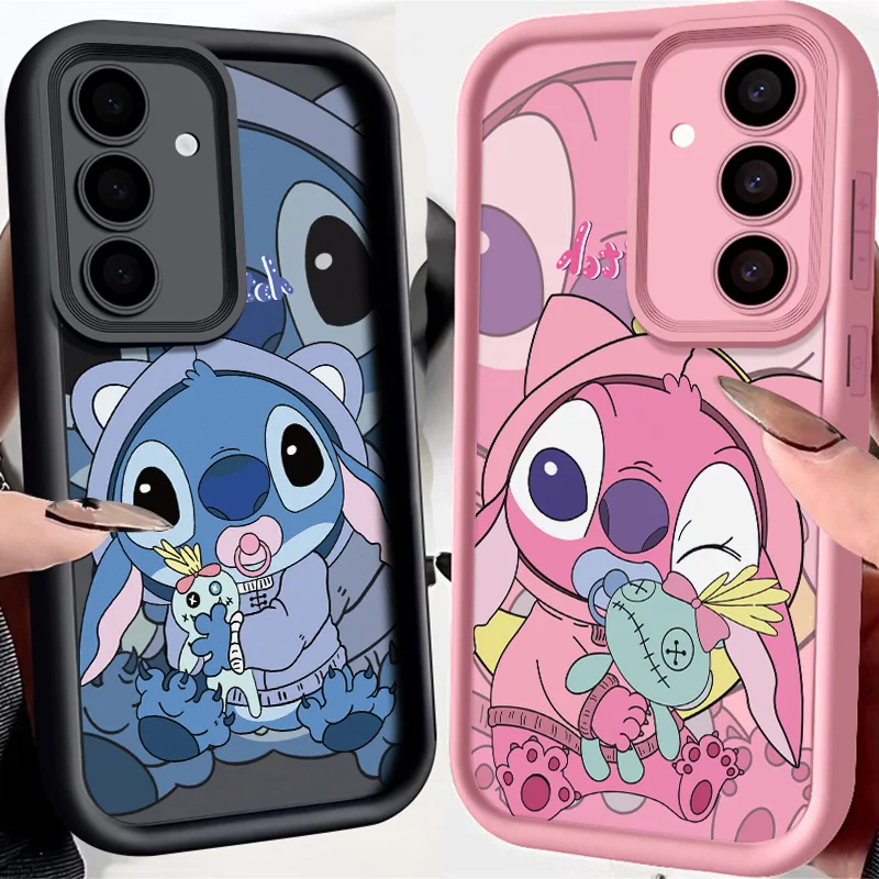 Disney Cute Stitch Angel Lucky Creative Couple Phone Case For Samsung A 14 15 S 21 22 23 24 25 35 52 53 54 5G Plus Y2K Cover