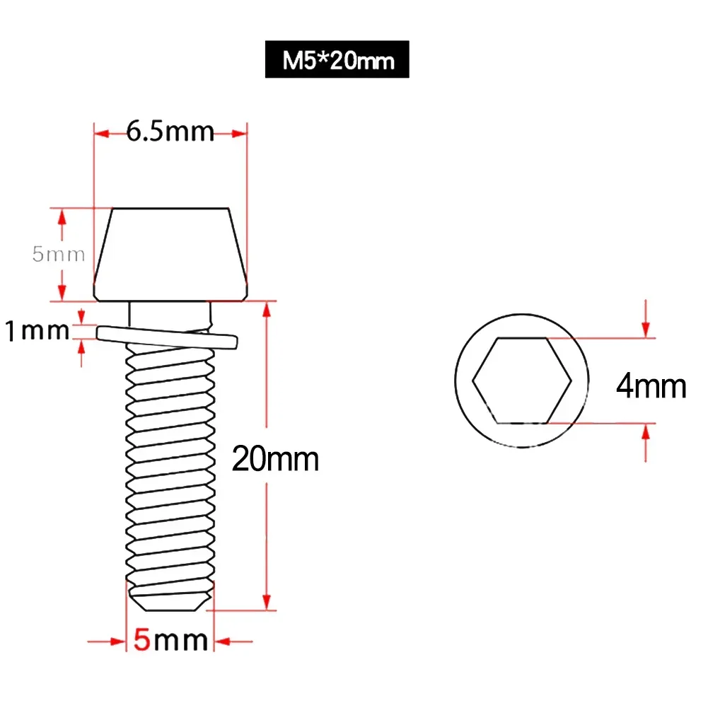 4pcs Colorful M5/M6 X 20mm Stem Screws & Spacers For MTB Handlebars Bicycle Steering Hardware Kit Rust-Proof Steel Bike Part