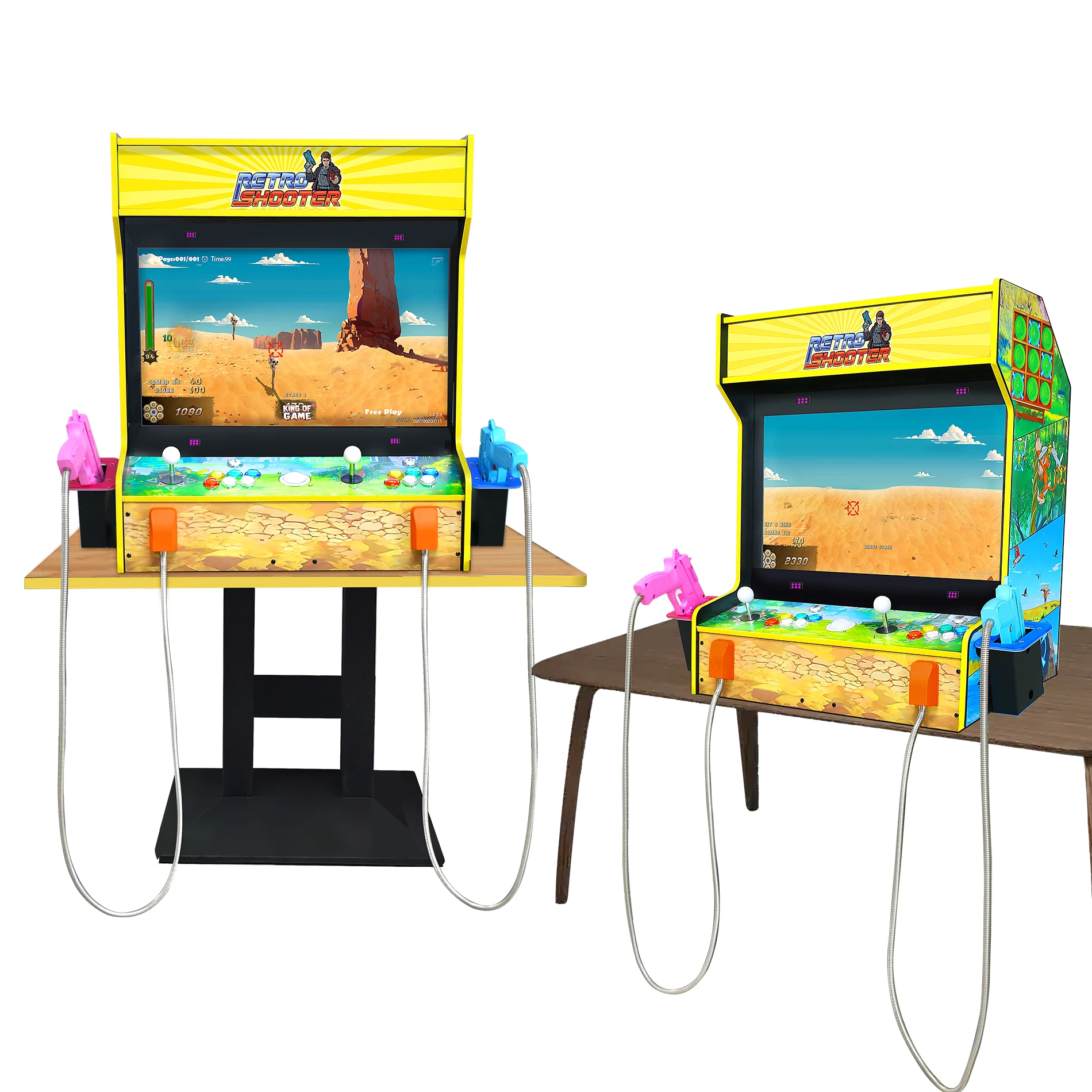 DIY 27" Upright Retro Shooter Arcade Cabinet Dual Light Gun Shooting Game Machine 6
