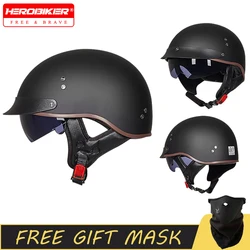 Casque de moto rétro pour homme, équipement de motocross, lentille pare-soleil, visage ouvert, scooter, motard, été, certification DOT