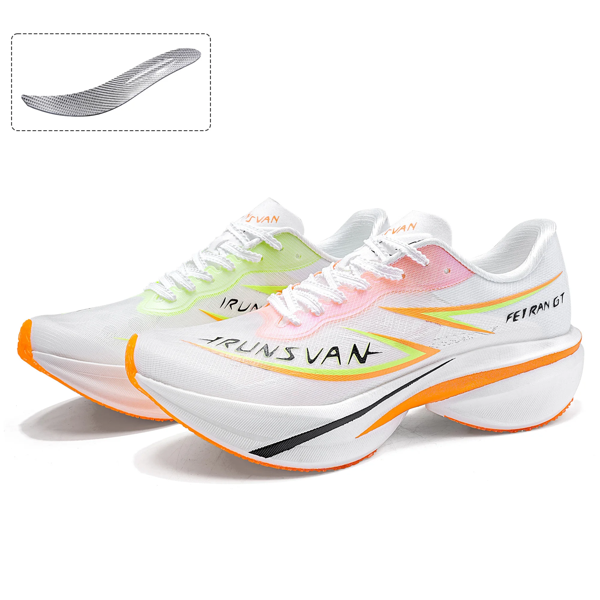 IRUNSVAN Full Palm Innovative Carbon Plate Board Double Knitting Breathable Dual Density Light Weight Fashion Sport Running Shoe