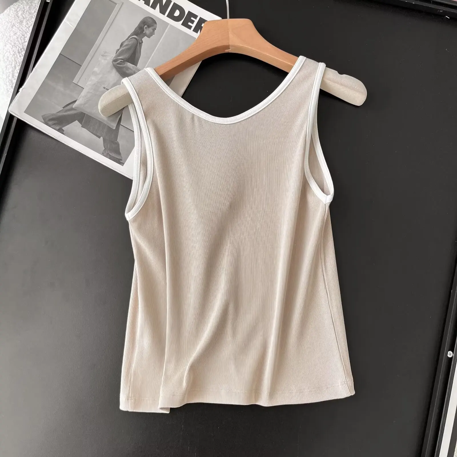 Tangada 2024 Women Summer High Quality 95% Cotton Knitted Camis Crop Tank Top Sleeveless Shirts 6D027