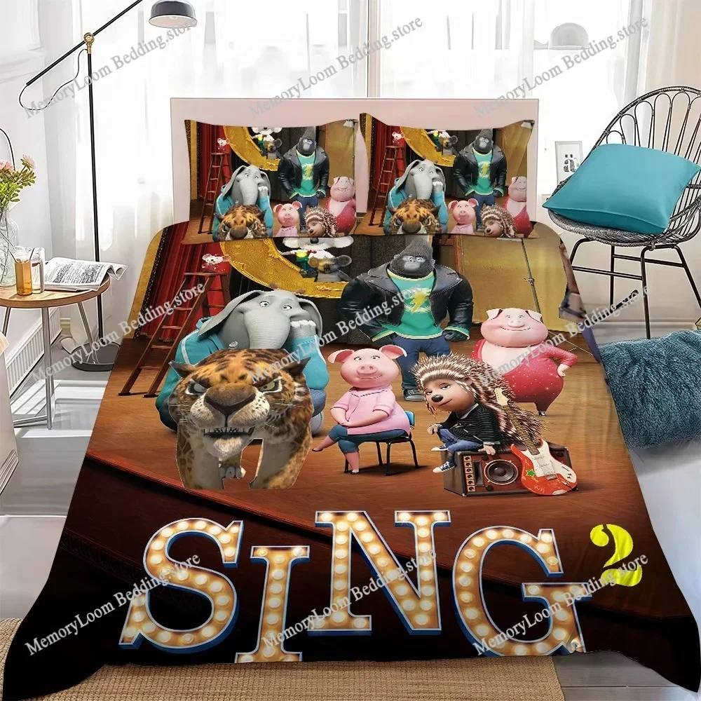 Classic Cartoon S-Sing 2 Duvet Cover Set Home Style Bedding Soft Laundry Cotton Bed Student Dormitory Gift Home Textileextile