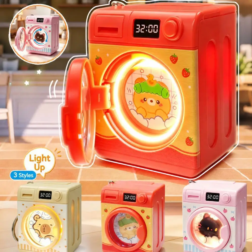 Mini Washing Machine Light Sound Keychain, Cute Cartoon Pet Pattern Backpack Charm, Light Up Sound Decor Pendant, Daily Gifting