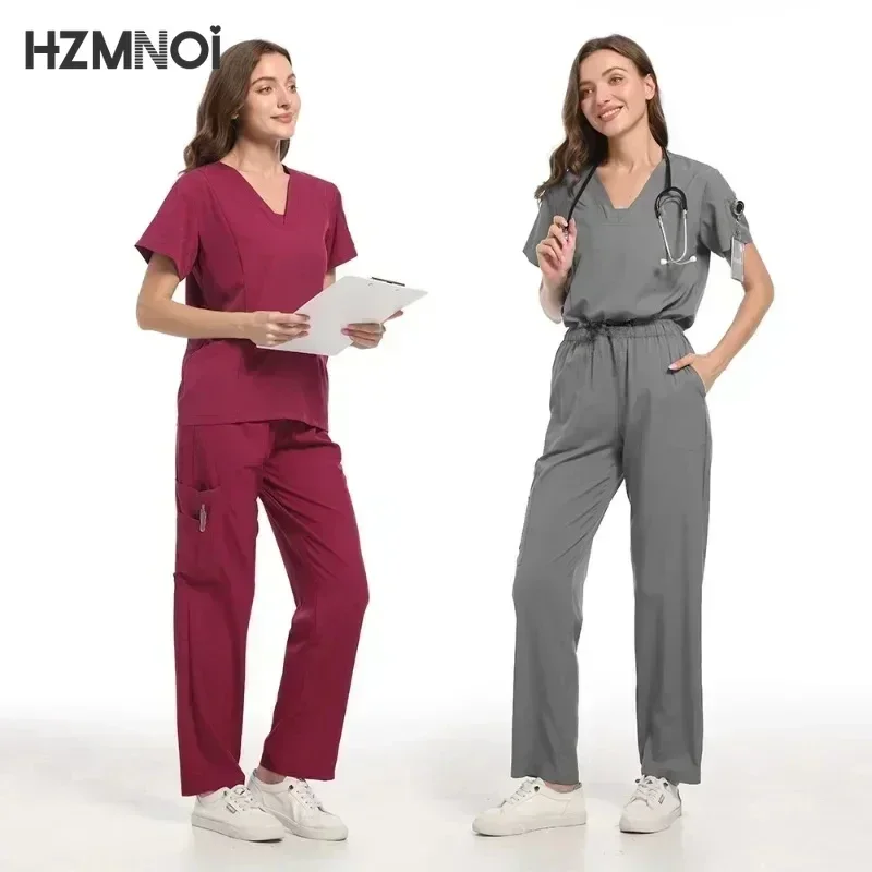 

Hot Sale Medical Uniforms Women Scrubs Sets Tops Pants Hospital Doctors Nursing Clothes Surgical Gowns Dental Clinic Workwear