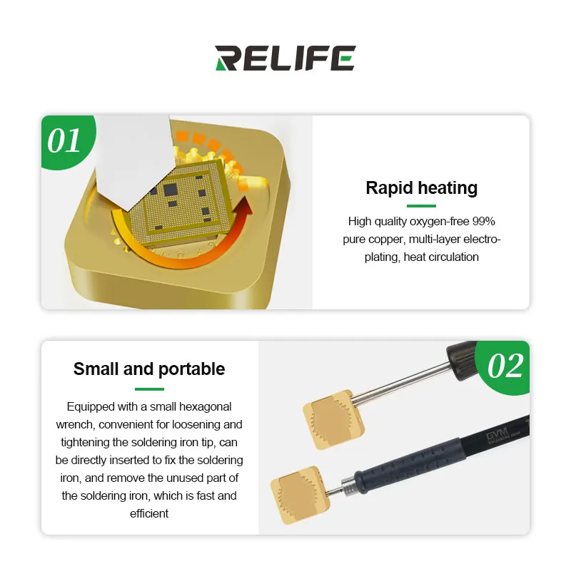 RELIFE RL-067B 3in1 Multifunktionaler kleiner Bügeltisch für 936/T12/210 Telefon A9-A18 Pro Nano Rapid Heating Schweißstation – Detail 6