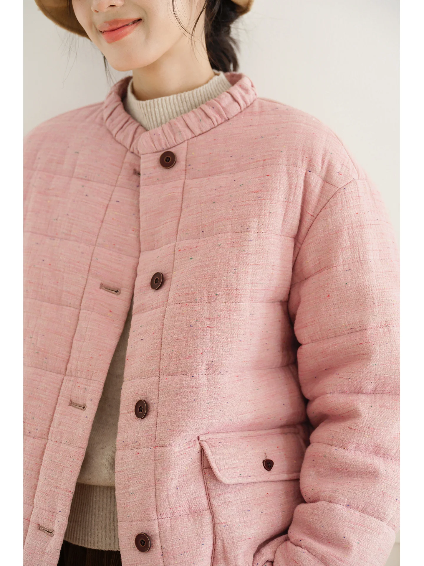 

Оригинальная теплая женская хлопковая куртка с цветочным принтом, винтажное пальто свободного кроя с длинными рукавами для повседневной носки