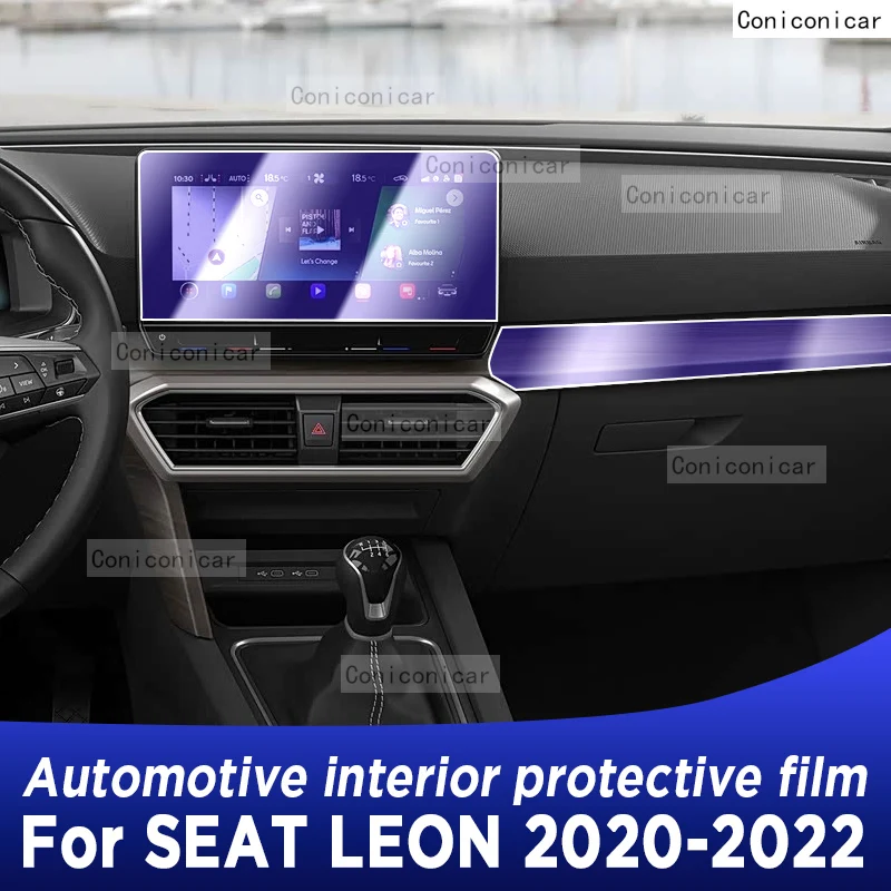 

For SEAT LEON 2020-2022 Panel Dashboard Navigation Automotive Interior Protective Film TPU Anti-Scratch Sticker