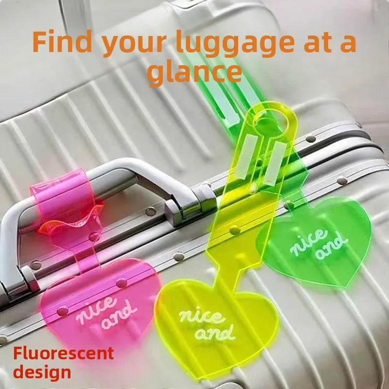 

Travel Luggage Tag Fluorescent Bag Tag Creative Suitcase Identification Airplane Check-In Sticker Accessories Mark