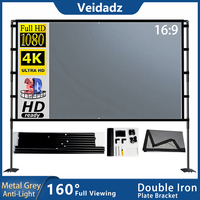 VEIDADZ Projector Screen With Stand Grey Anti-light 84-120inch Foldable Iron Plate Double Bracket Screen With Portable Carry Bag