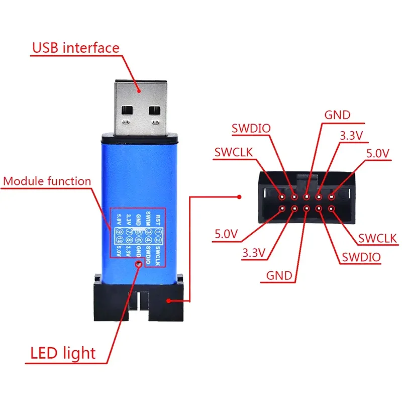 Programador de descarga para arduino, simulador Stlink st-link V2 Mini STM8 STM32, programación con cubierta A41, 1 piezas