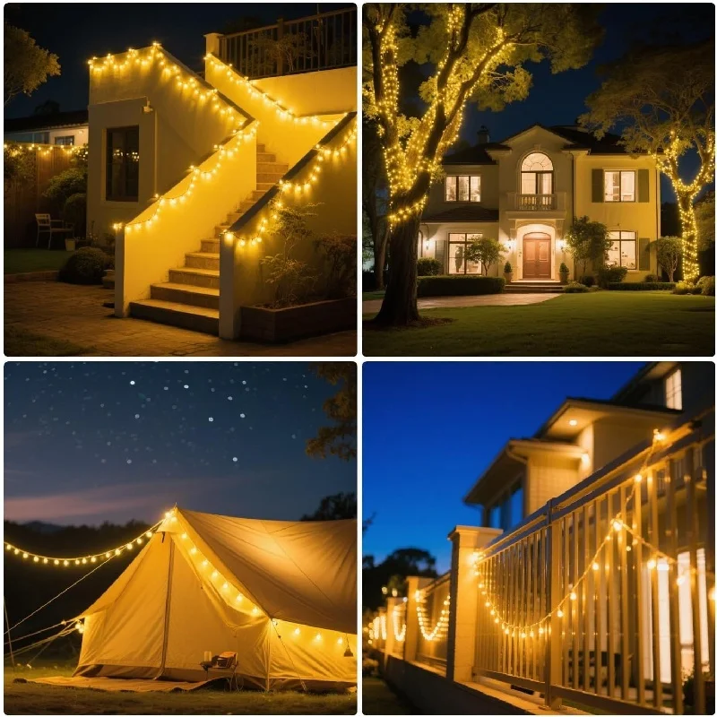 

8 Modes Solar String 50/100 LED Garden Party Essential Waterproof with Crystal Globe Lights and for Outdoor String Lighting