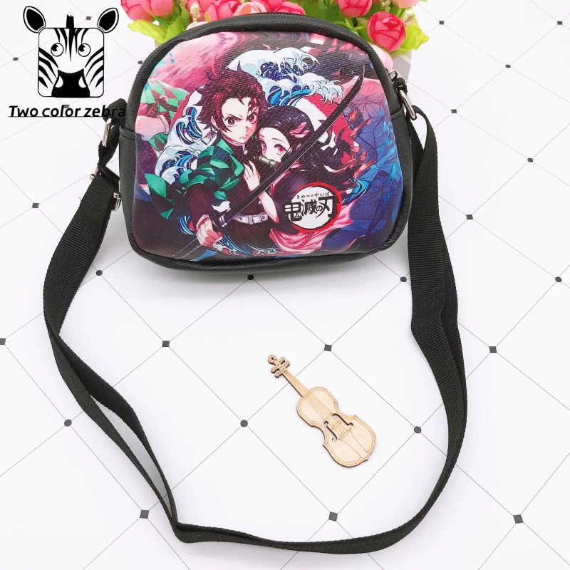 Cosplay Dämon Slayer Anime doppelseitige PU Make-Up Lagerung Tasche kinder Umhängetasche Schulter Taschen Geldbörse