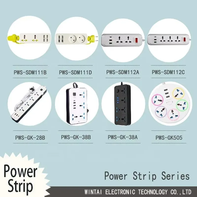 EU Power Strip With 6 Outlet 3 Usb+Type-C Multi Power Strip With Colour Box