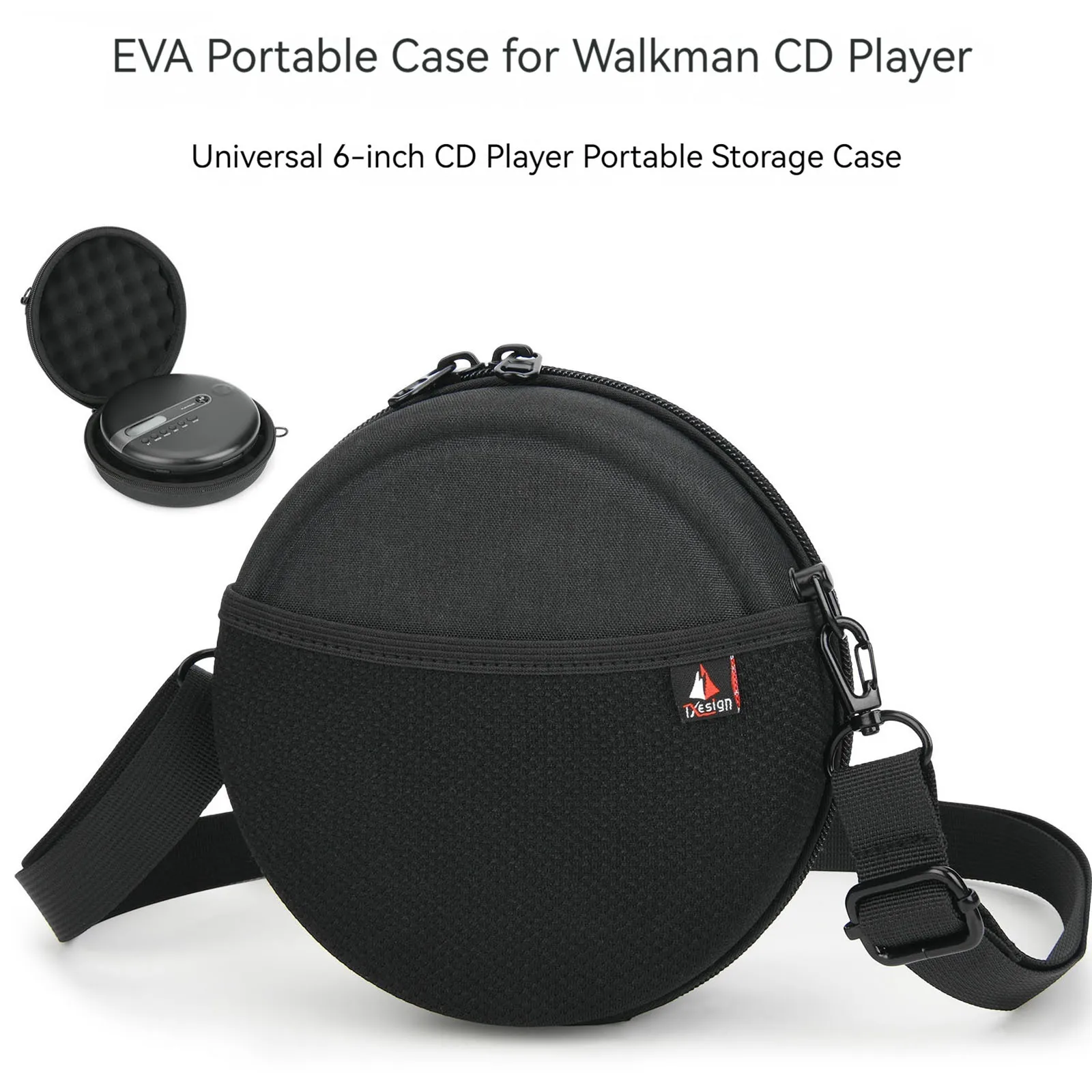 Portable CD Player Case with Adjustable Strap Waist Band CD Case CD Player Protective Cases for 6 Inch CD Player Storage Bag
