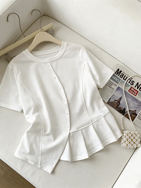 

Summer New plus Size Korean Design Trendy Slimming Short Sleeve T-Shirt Top Belly Covering Fashionable Versatile Women's Clot...