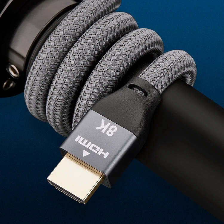 High Quality 8K@60Hz Ultra HD High Speed HDMI2.1 Male Female Extension Cable 0.5M 1M 2M 3M HDMI2.1 Grey Braided 8K Extender Cord