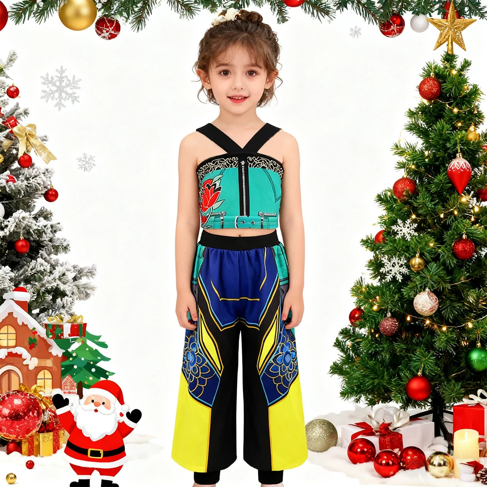 

Movie Demon Hunters Kids Girl Idol Zoey Cosplay Costumes 2Pcs Sets For Children Christmas Outfits Birthday Girls Party Dress Up