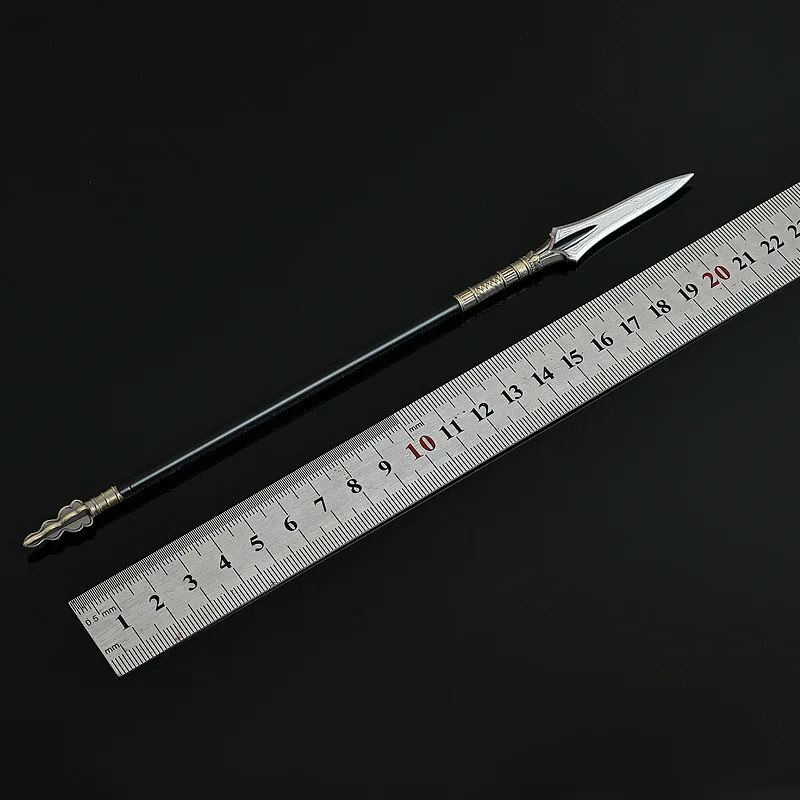 22 センチメートル/8.66 インチ西遊記映画とテレビ周囲の象牙の槍古代中国金属武器モデルデスクトップアクセサリーおもちゃの少年