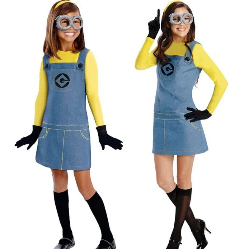 Anime Minions Volle Familie Cosplay Kostüm Junge Mädchen Kleid Kinder Erwachsene Overalls Maskerade Despicable Me Karneval Party Dress Up