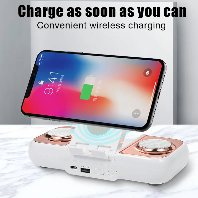 New Mobile Phone Holder Power Bank Bluetooth Audio Four-in-one 10000 Power Bank Bluetooth Compatible Speaker DQ-Drop Speaker