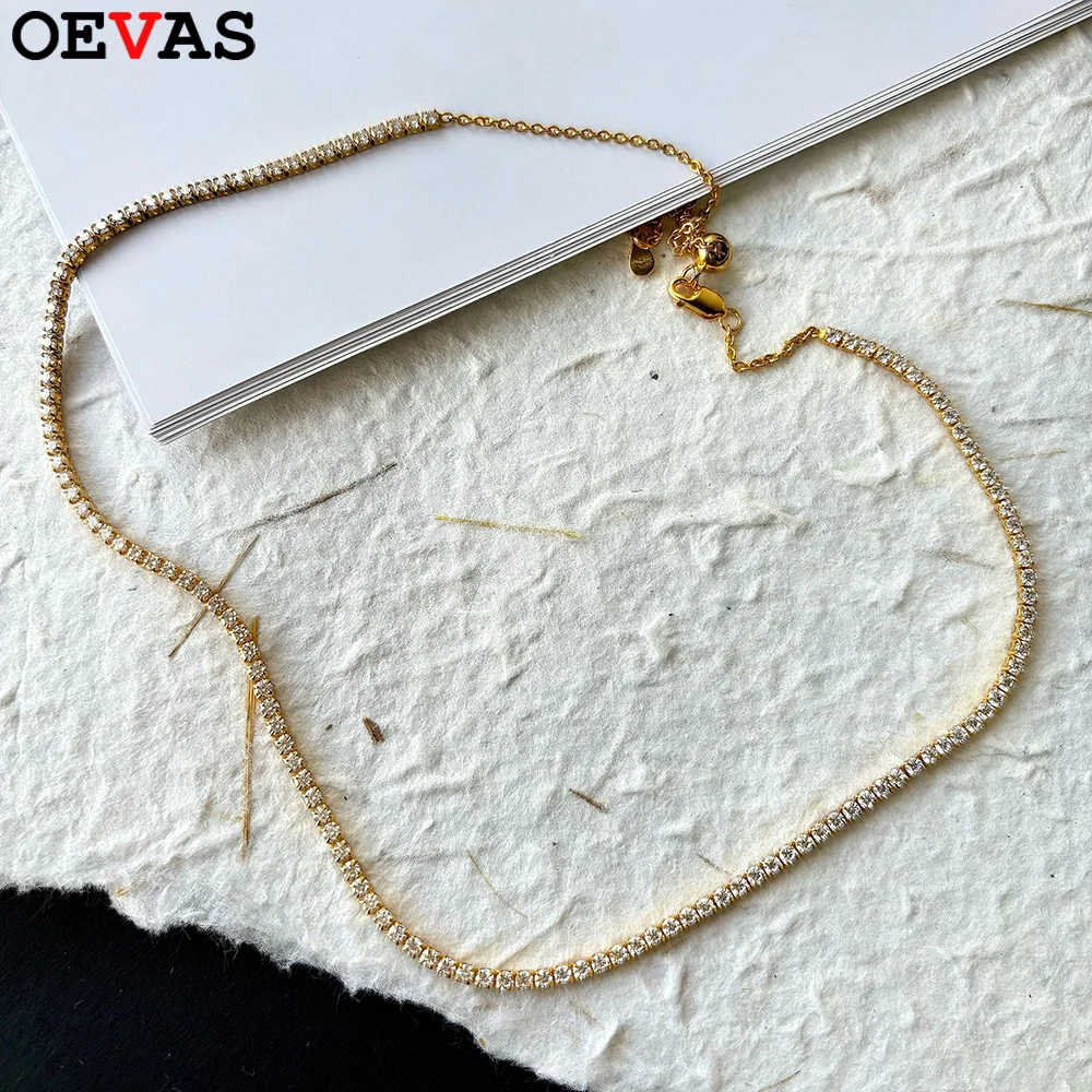 

OEVAS 2mm D Color Full Moissanite Necklace for Wome S925 Sterling Silver Lab Grown Diamond Wedding Party Fine Jewelry