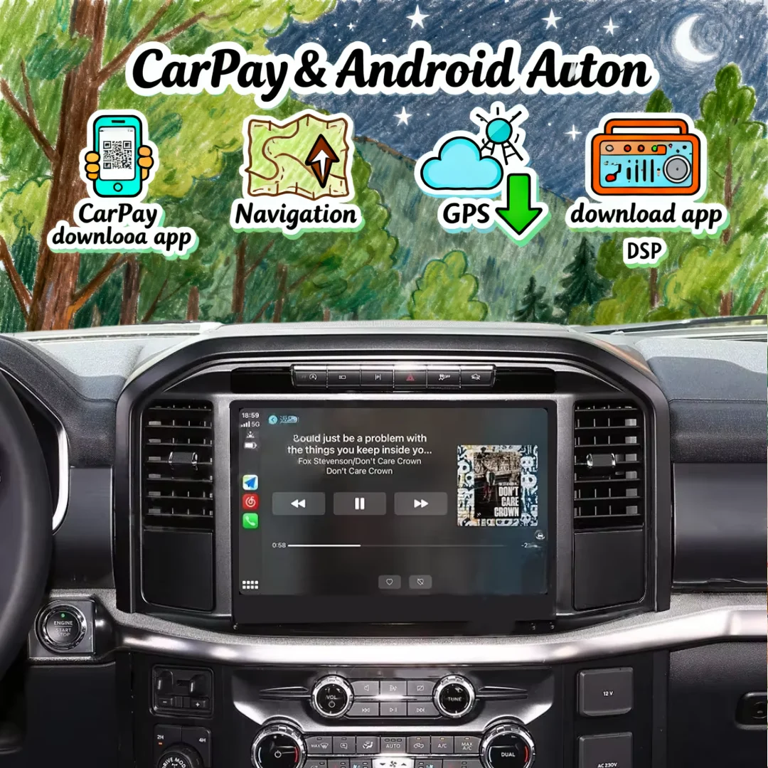 13.3 inch Screen Andorid Car Radio Media Video Player For Ford Raptor F150 F250  F350 F450 F650 2022  2023 2024 Carplay GPS Navi