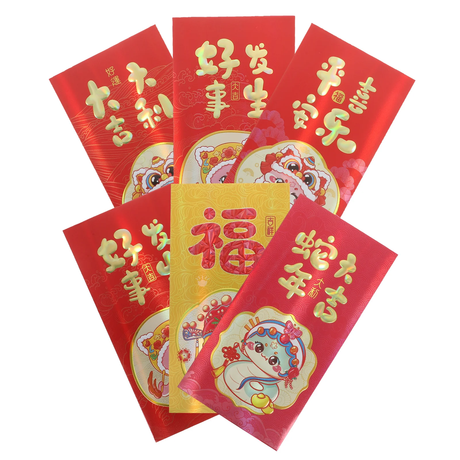 6 Pcs Red Packet Money Envelopes for Cash Saving Fine New Year Hong Bao Paper Fancy