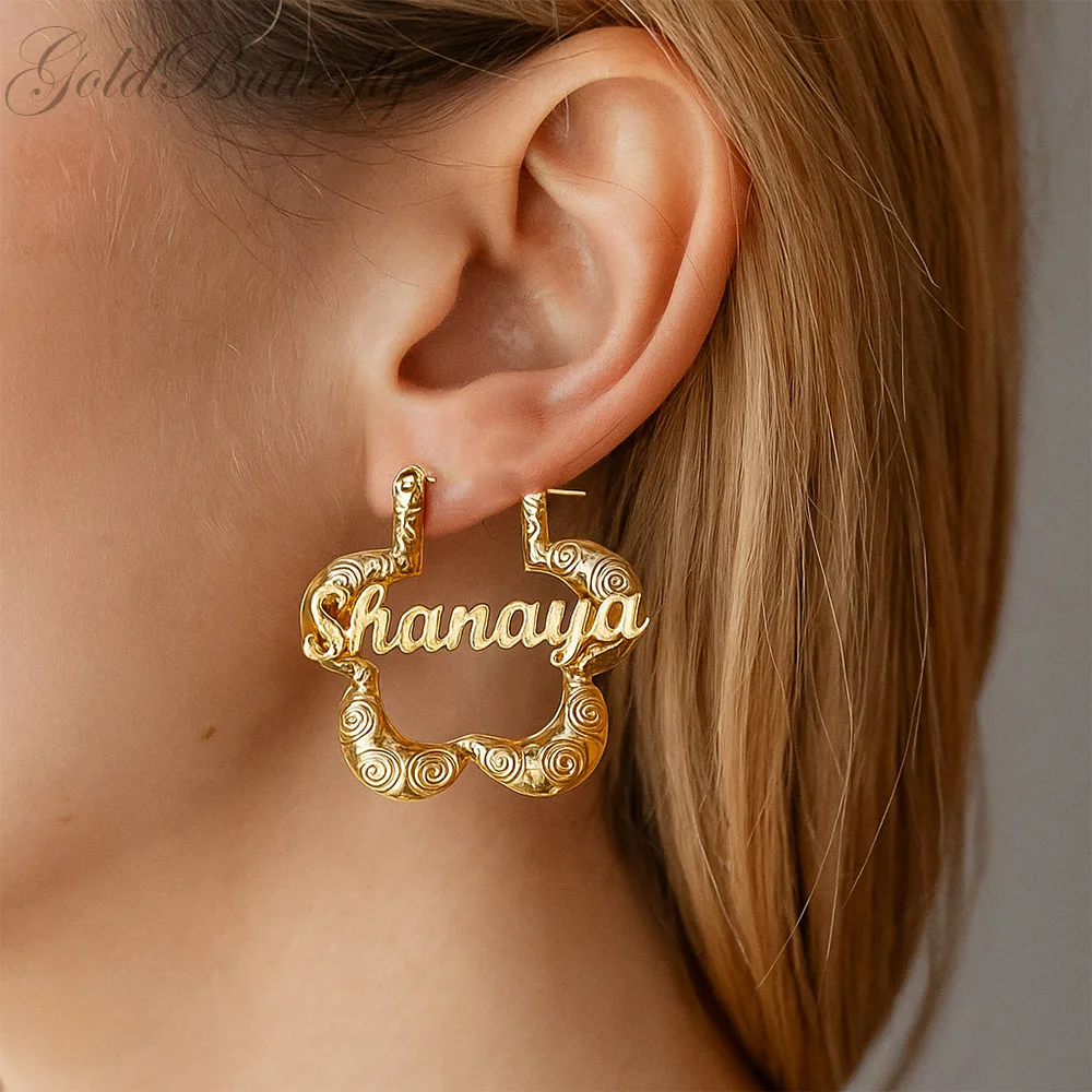

GoldButterfly Custom Name Earrings Personalized Flower Hoop Mini Name Earrings for Women Gift Jewelry Trendy Fashion Accessory
