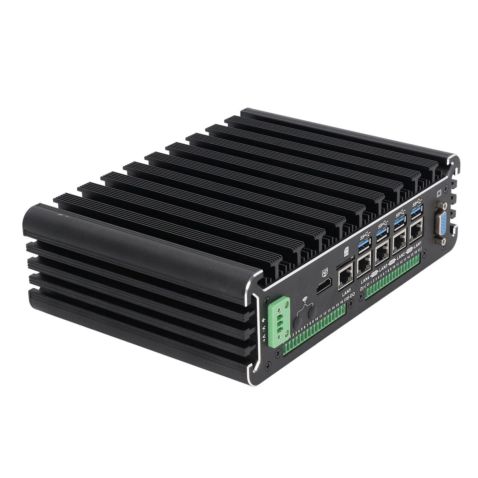 Industrial Fanless PC 5 LAN POE |  6th Gen CPU Embedded Computer for Machine Vision | GPIO Control
