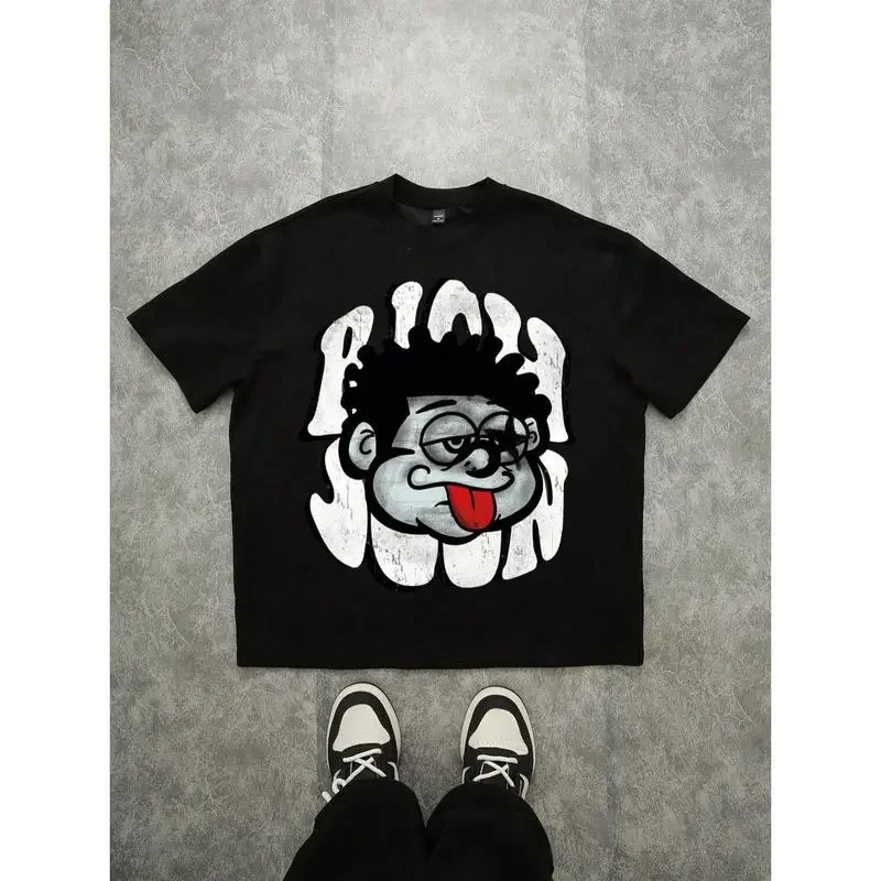 Summer Tee Tee Manfinity Zone917 Distressed Graphic Print Oversized Drop Shoulder Tee For Men In Black