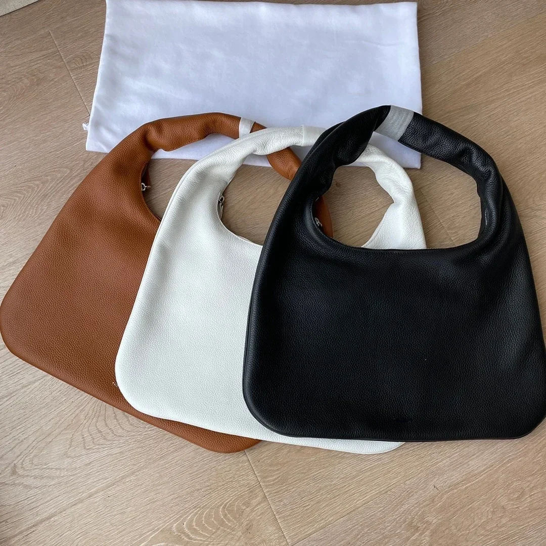 2022 Autumn New Cow Leather Large Lady Huge Shoulder Handbag Underarm Half Moon Bag Women