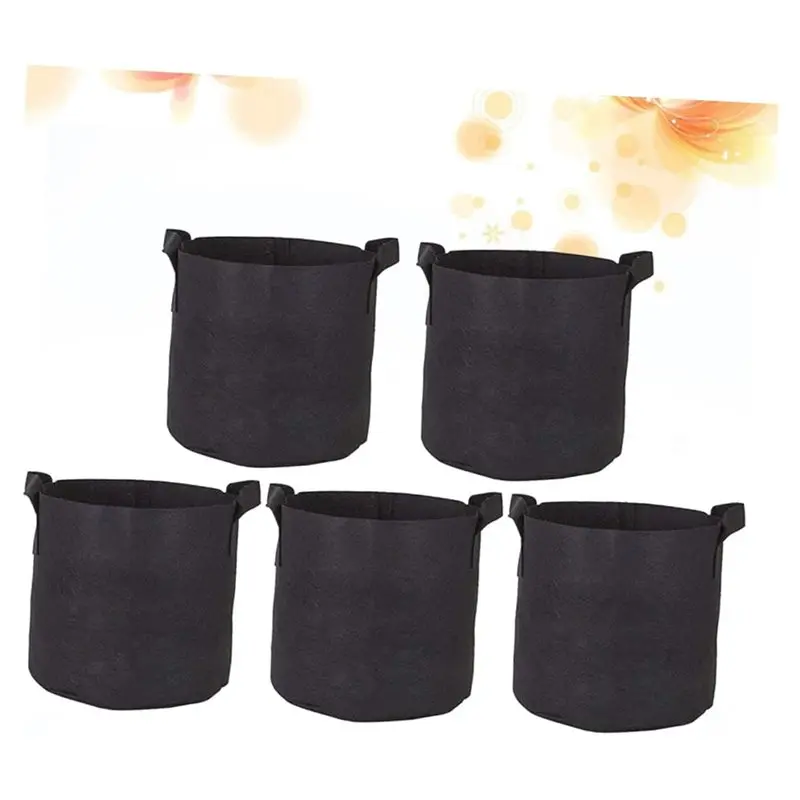 Handle Included 5Pcs 10 Gallon Thickened Non-Woven Grow Bags Aeration Fabric Pots For Plants Flowers Vegetables-[LIFEAA98]