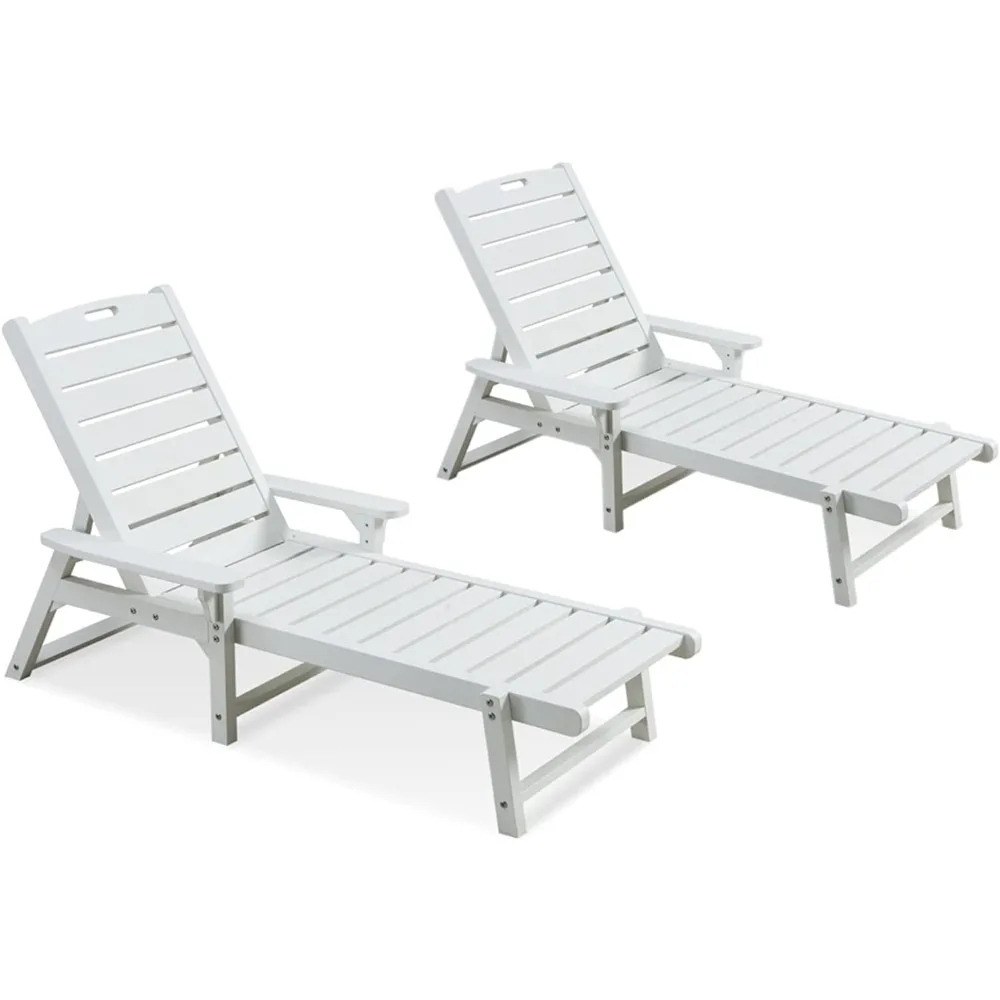 

Chaise Lounges Set of 2, Lounge Chairs with Adjustable Backrest, Supports Up To 350 Lbs, All Weather Recliner Poly, Customized