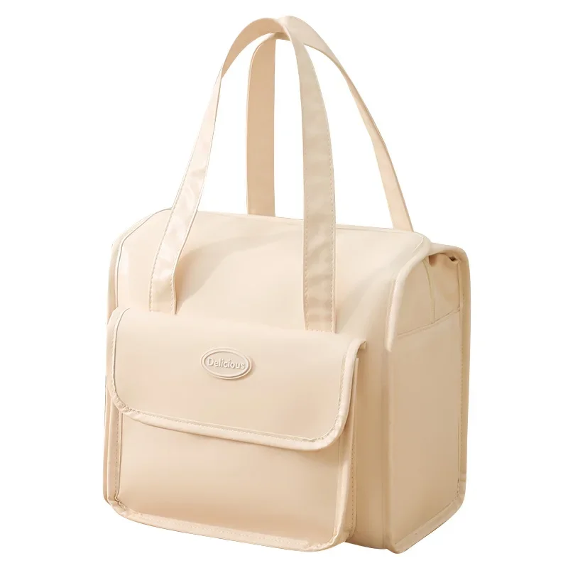 سميكة مقاوم للماء بولي Leather حقيبة الغداء الجلدية PEVA بطانة حقيبة للحفاظ على البرودة مكتب عامل بينتو صندوق العزل الحراري أكياس الغداء المحمولة