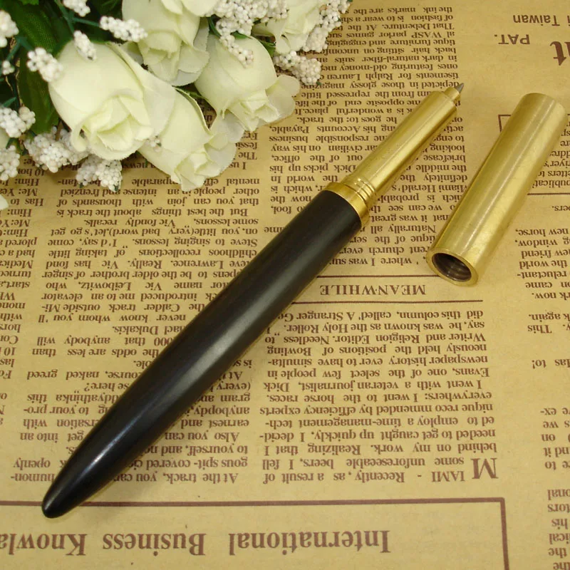 

ACMECN New Heavy Brass Pen Black ink Refill 1.0mm Writing Point 58g Metal Brass Gold Heavy Metal Roller Ball Point Pens