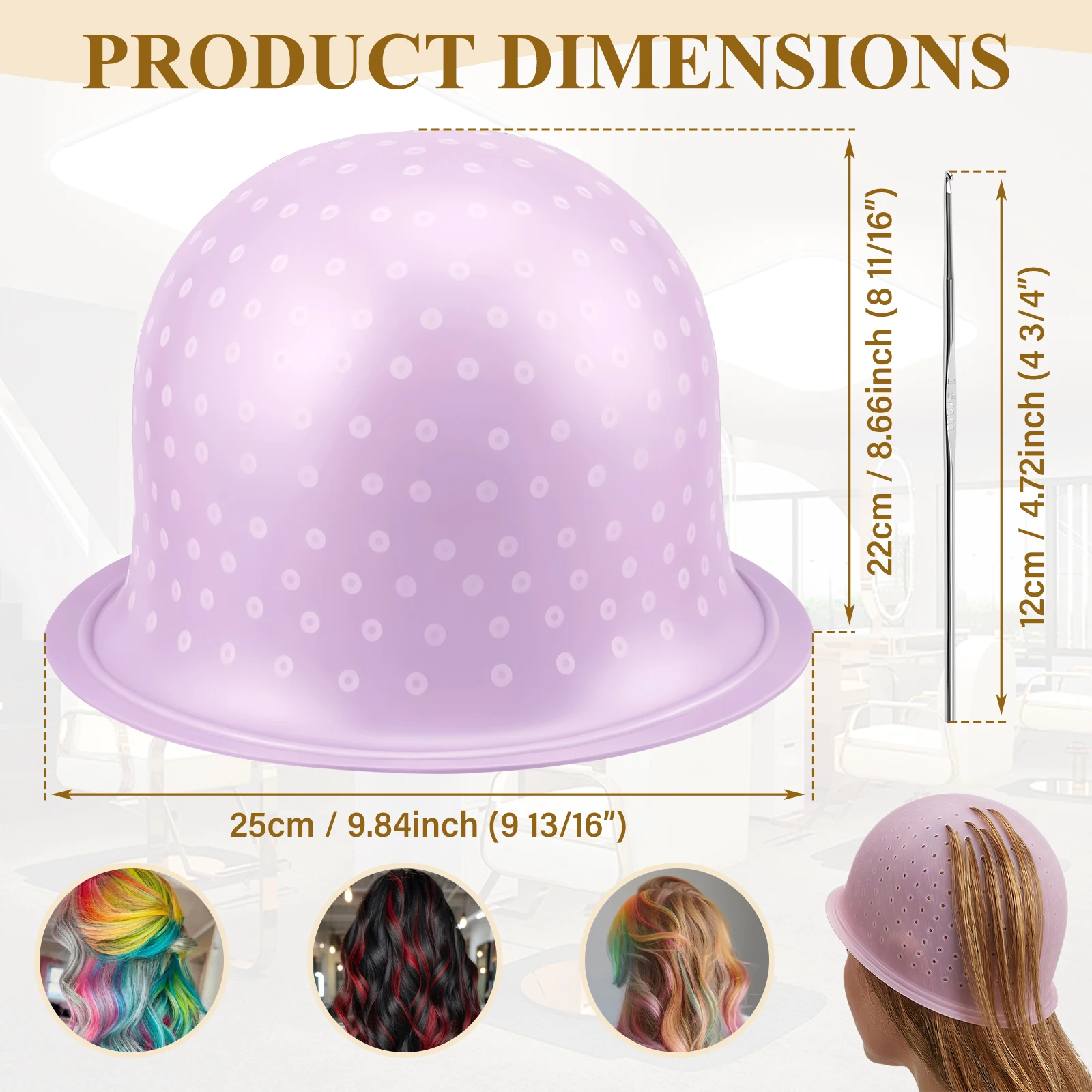 Silicone Hair Coloring Cap Hook Needle Professional Dyeing Tool Highlight Dyeing Frosting Dyeing Hats Barber Hair Highlight Cap