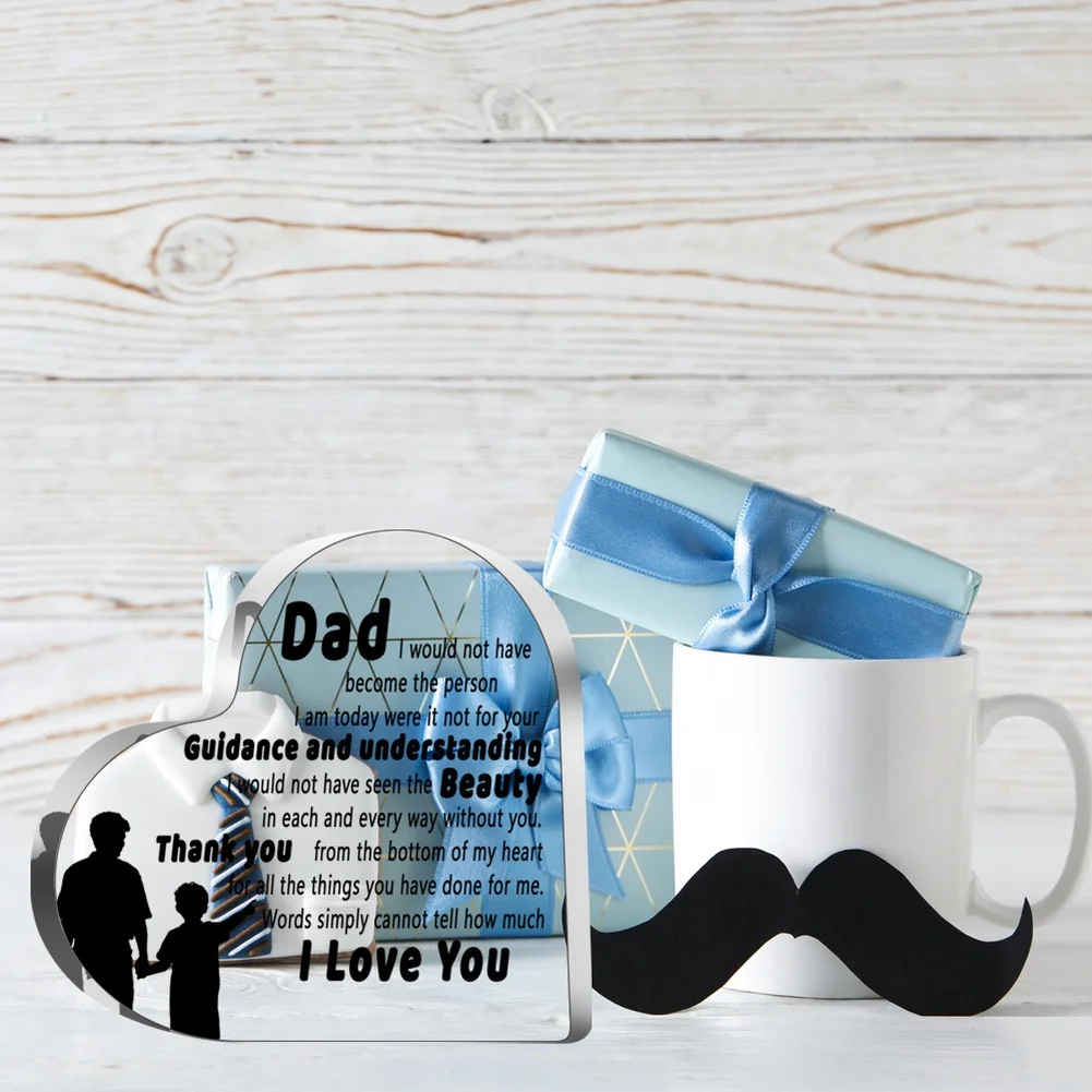 for acrylic Keepsake for Dad with Heart Outline Curved Base and Thoughtful Typography Layout Honoring Father Figure Role