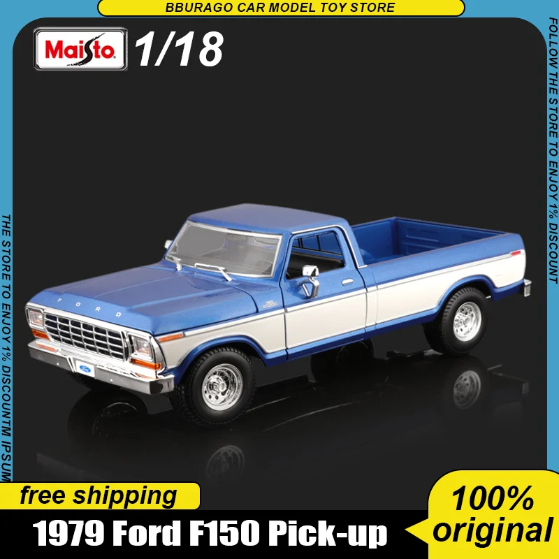 New Product Maisto 1:18 1979 Ford F150 Pickup Car Alloy Luxury Vehicle  Diecast Model Edition Ford Pickup Model Toys Kids Gift