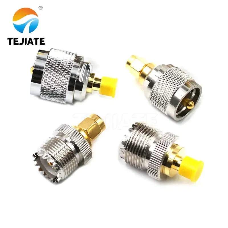 1PCS SMA-UHF Female And Male To Male RF Coaxial Adapters For Testing All Copper Connectors Of SMA To UHF Interphones